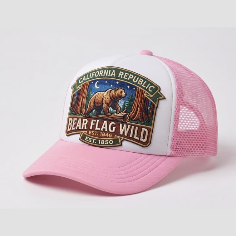 Custom Sublimation Trucker Cap Pink image 3