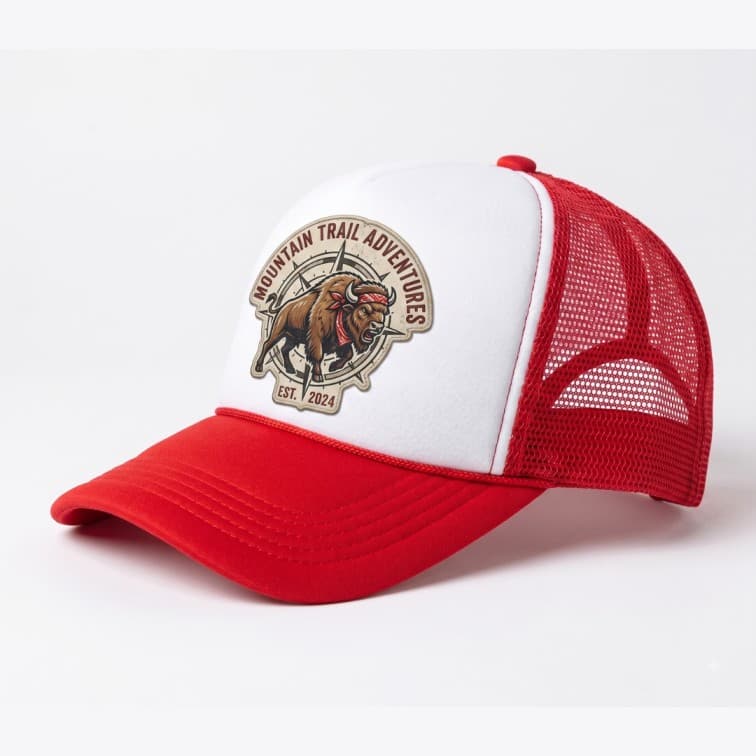 Custom Sublimation Trucker Cap Red image 3