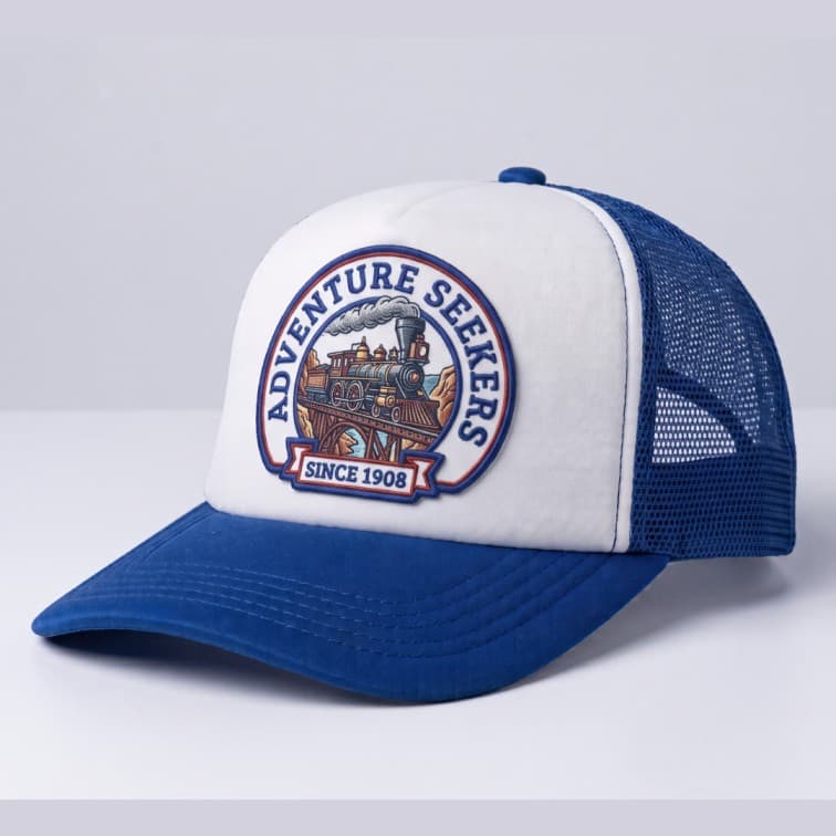 Custom Sublimation Trucker Cap Blue image 3