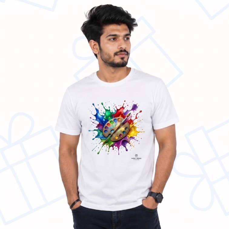 White Round Neck Polyester Graphic T-Shirt – Indian Wetlands Flamingo Edition (90 GSM, Ultra-Lightweight) image 2