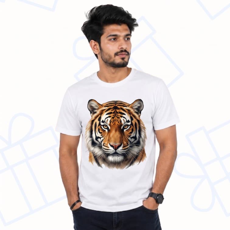 White Round Neck Polyester Graphic T-Shirt – Indian Wetlands Flamingo Edition (90 GSM, Ultra-Lightweight) image 3