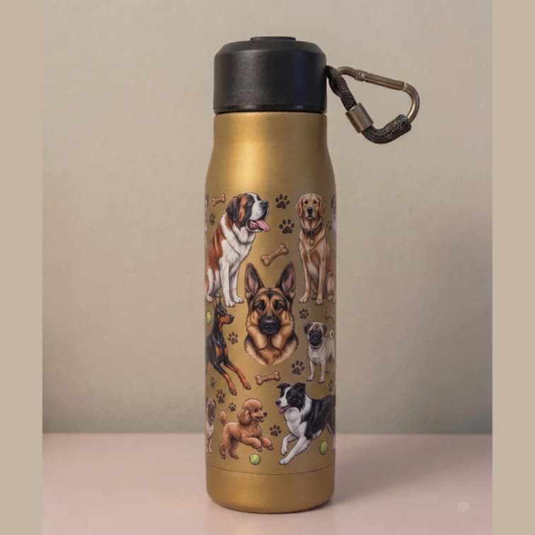 Custom Engraved Insulated Stainless Steel Water Bottle (500ml) with Carabiner Clip image 5