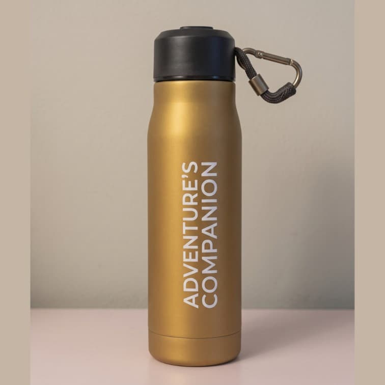 Custom Engraved Insulated Stainless Steel Water Bottle (500ml) with Carabiner Clip image 3