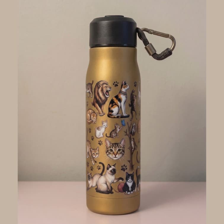 Custom Engraved Insulated Stainless Steel Water Bottle (500ml) with Carabiner Clip image 4
