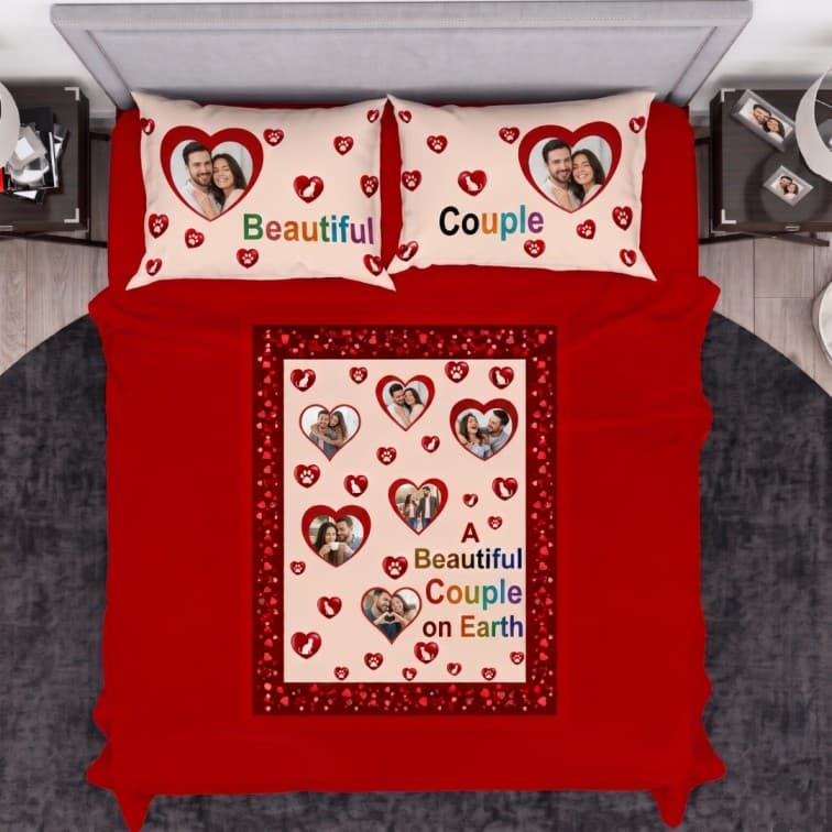 Custom Personalized Couple Photo Bedsheet image 2