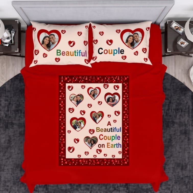 Custom Personalized Couple Photo Bedsheet