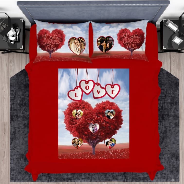 Custom Personalized Couple Photo Bedsheet image 3