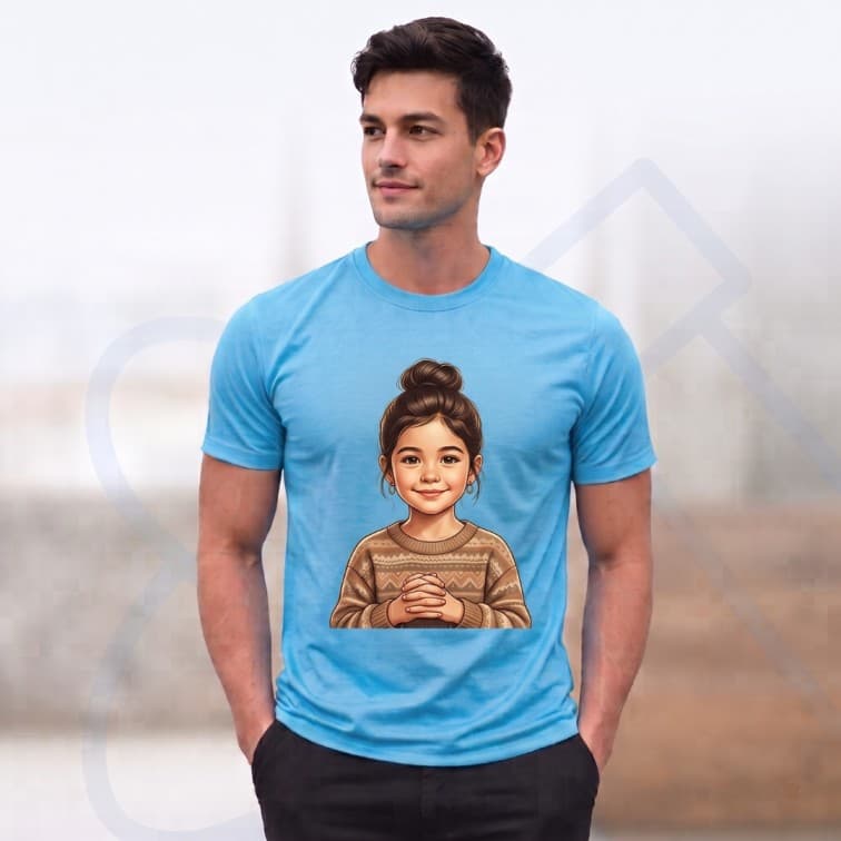 Lightweight 120 GSM Polyester Round Neck T-Shirt – Custom Photo Print ( Size: S, M ,L, XL, XXL )