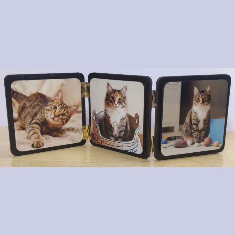 Personalized 3-Panel Folding Photo Frame | Tabletop Wooden Collage Keepsake (Size-12x4 Inch) image 2