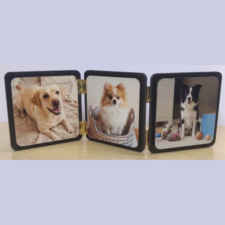 Personalized 3-Panel Folding Photo Frame | Tabletop Wooden Collage Keepsake (Size-12x4 Inch) image 4
