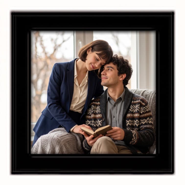 4x4 Inch Classic Black Fibre Photo Frame image 2