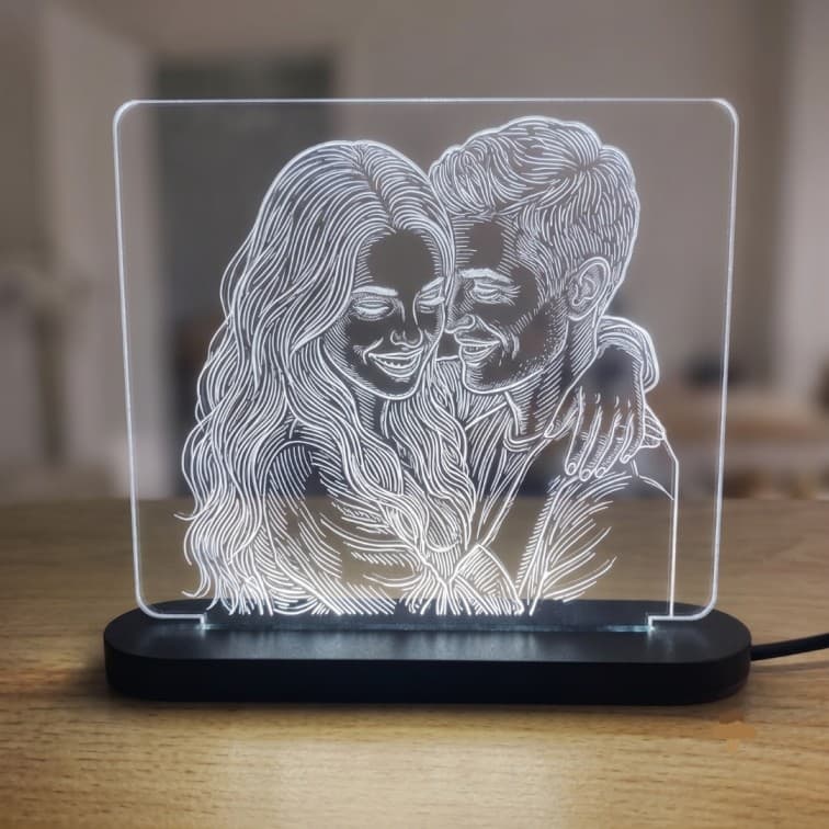 Custom Laser-Engraved Acrylic LED Desk Lamp (Size:7x5 In)