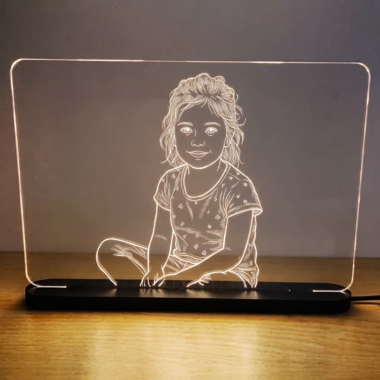 Custom Laser-Engraved Acrylic LED Desk Lamp (Size:10.8x7.65 In)