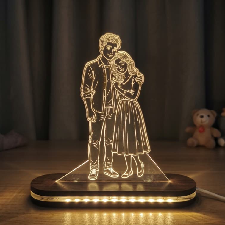 Custom Laser-Engraved Acrylic LED Desk Lamp (Size: 6 In)